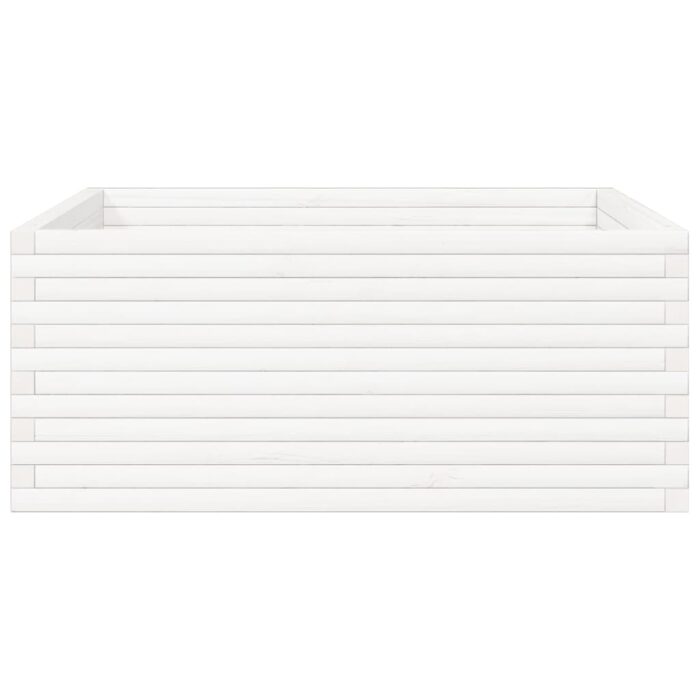 Jardinière blanc 110x110x46 cm bois de pin massif – Image 4