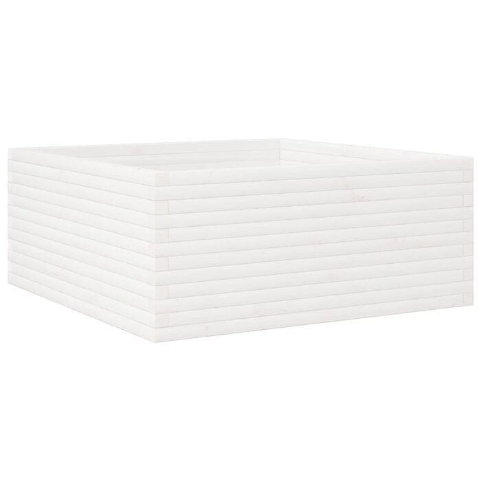 Jardinière blanc 110x110x46 cm bois de pin massif – Image 5