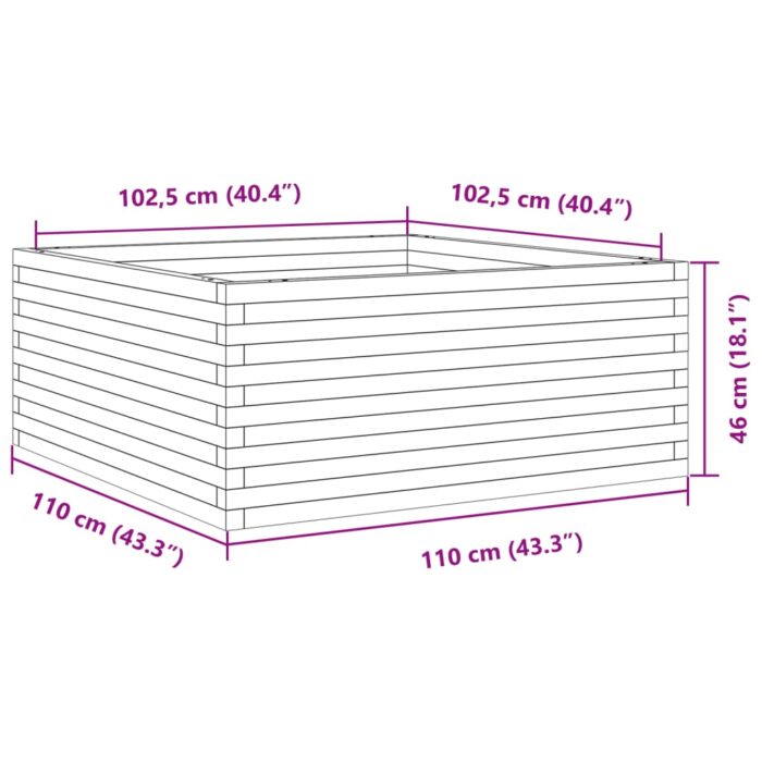 Jardinière blanc 110x110x46 cm bois de pin massif – Image 8