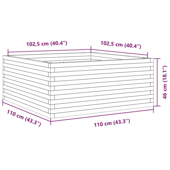Jardinière cire marron 110x110x46 cm bois de pin massif – Image 8