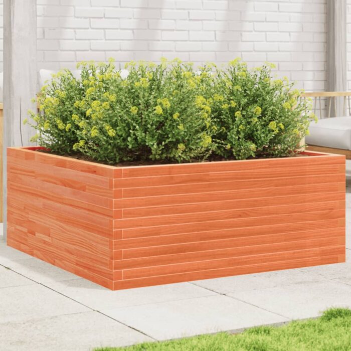 Jardinière cire marron 110x110x46 cm bois de pin massif – Image 1