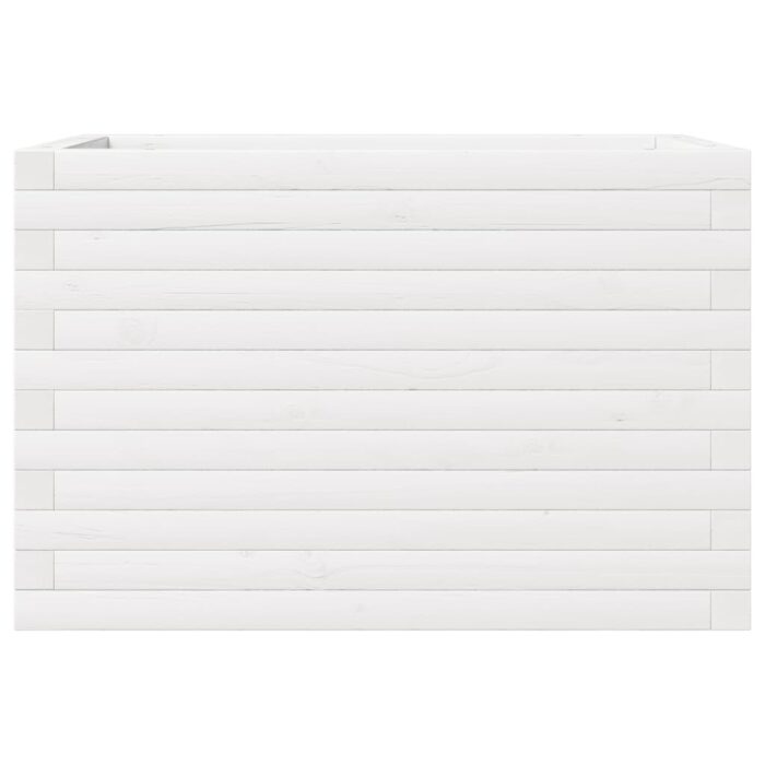 Jardinière blanc 70x40x46 cm bois de pin massif – Image 3