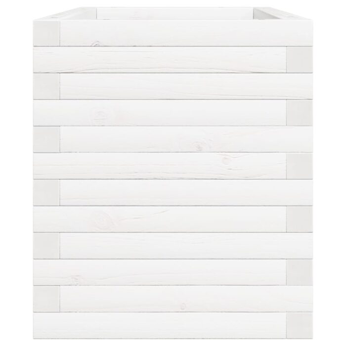 Jardinière blanc 70x40x46 cm bois de pin massif – Image 4