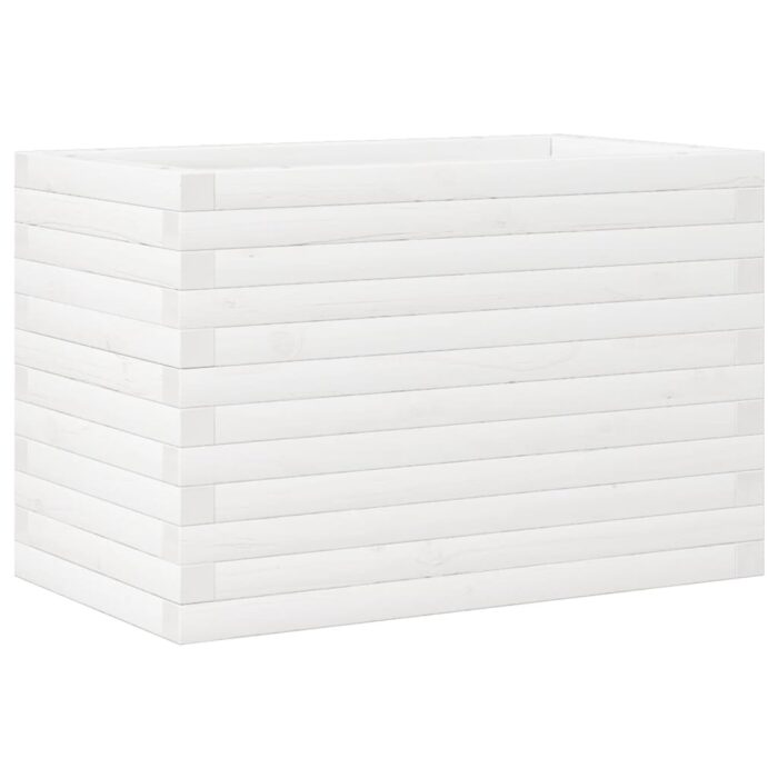 Jardinière blanc 70x40x46 cm bois de pin massif – Image 5