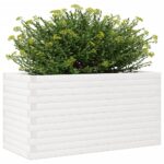 Jardinière blanc 90x40x46 cm bois de pin massif – Image 2
