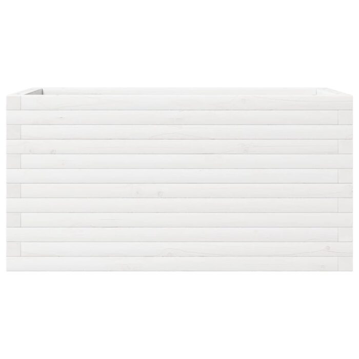 Jardinière blanc 90x40x46 cm bois de pin massif – Image 3