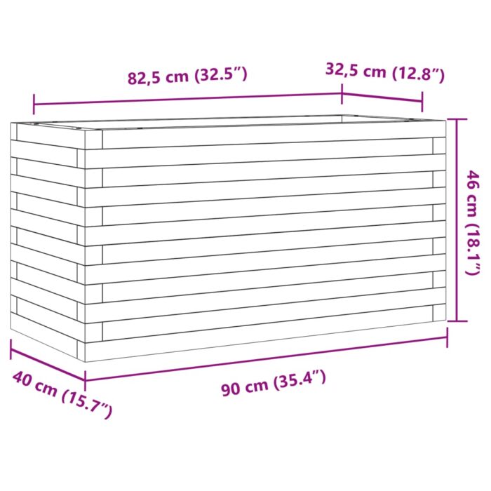Jardinière blanc 90x40x46 cm bois de pin massif – Image 8