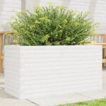 Jardinière blanc 90x40x46 cm bois de pin massif