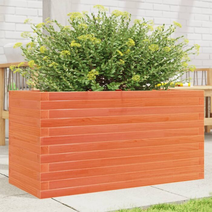 Jardinière cire marron 90x40x46 cm bois de pin massif – Image 1