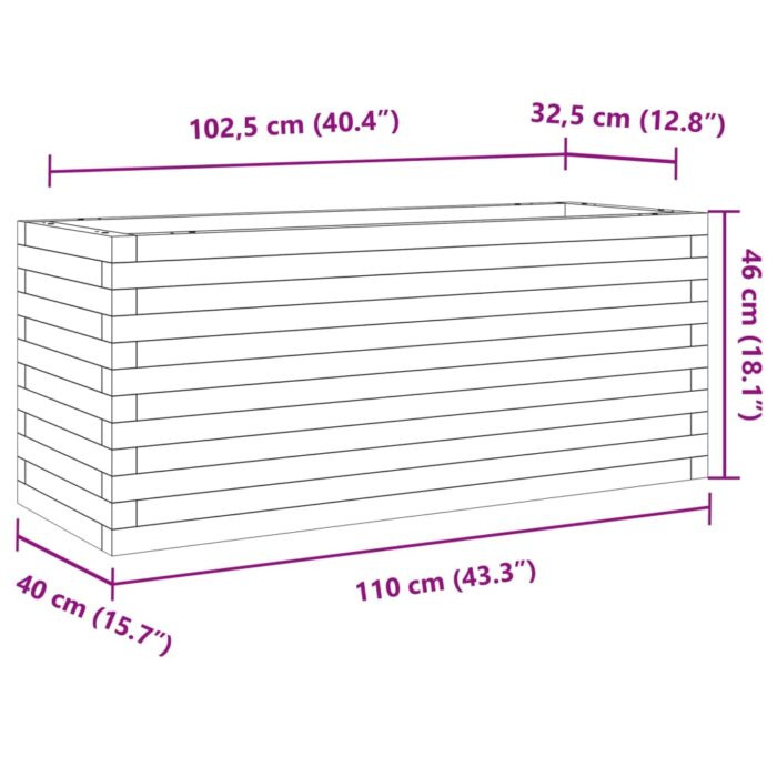 Jardinière cire marron 110x40x46 cm bois de pin massif – Image 8