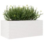 Jardinière blanc 110x60x46 cm bois de pin massif – Image 2