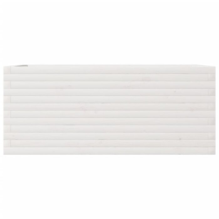 Jardinière blanc 110x60x46 cm bois de pin massif – Image 3