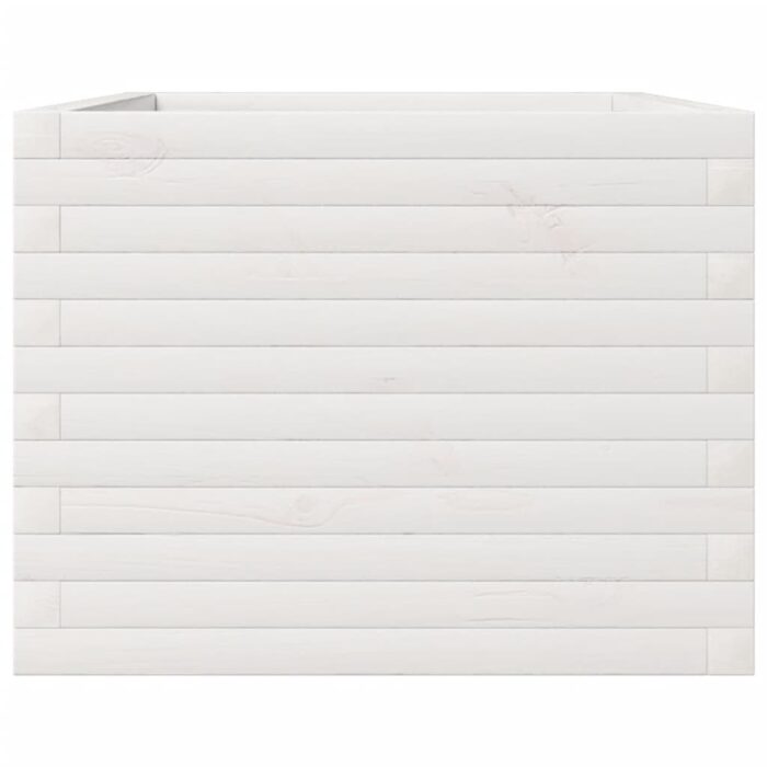 Jardinière blanc 110x60x46 cm bois de pin massif – Image 4