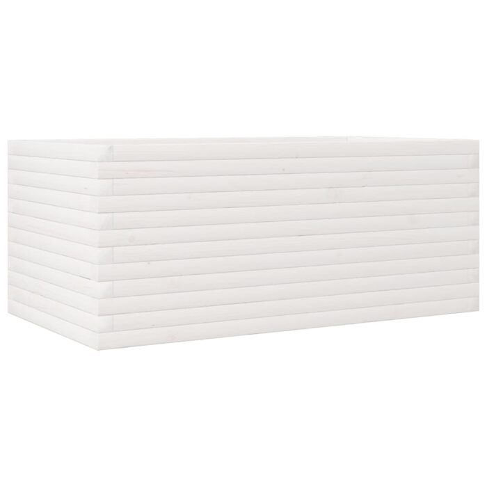 Jardinière blanc 110x60x46 cm bois de pin massif – Image 5
