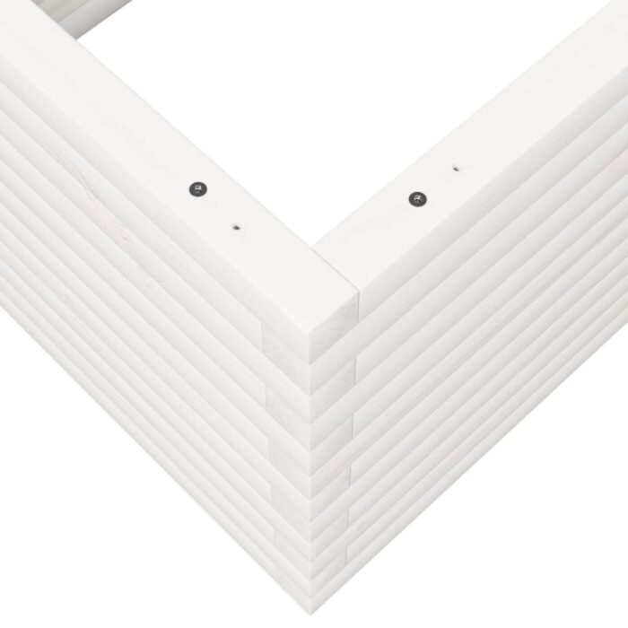 Jardinière blanc 110x60x46 cm bois de pin massif – Image 6