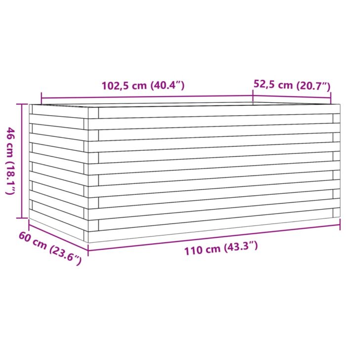 Jardinière blanc 110x60x46 cm bois de pin massif – Image 8