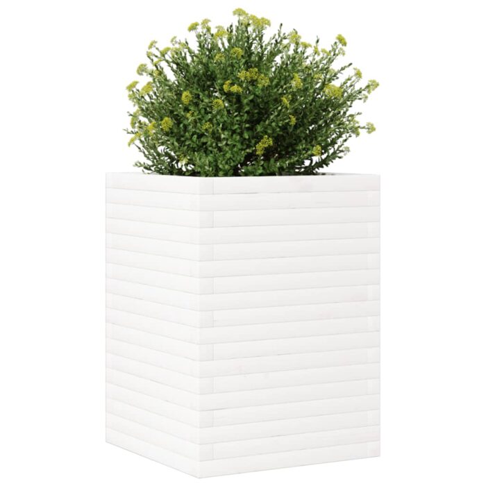 Jardinière blanc 50x50x68,5 cm bois de pin massif – Image 2
