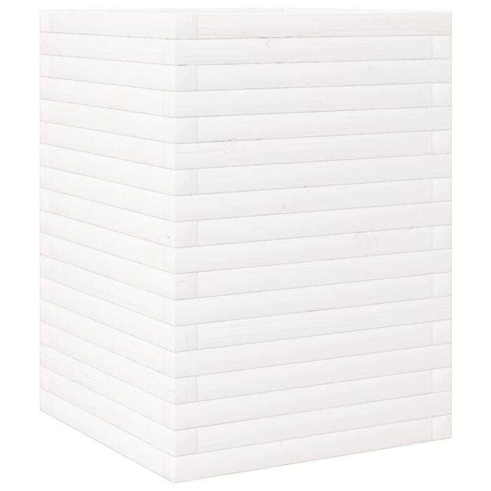 Jardinière blanc 50x50x68,5 cm bois de pin massif – Image 5