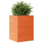 Jardinière cire marron 50x50x68,5 cm bois de pin massif – Image 2