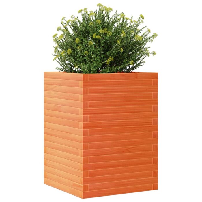 Jardinière cire marron 50x50x68,5 cm bois de pin massif – Image 2