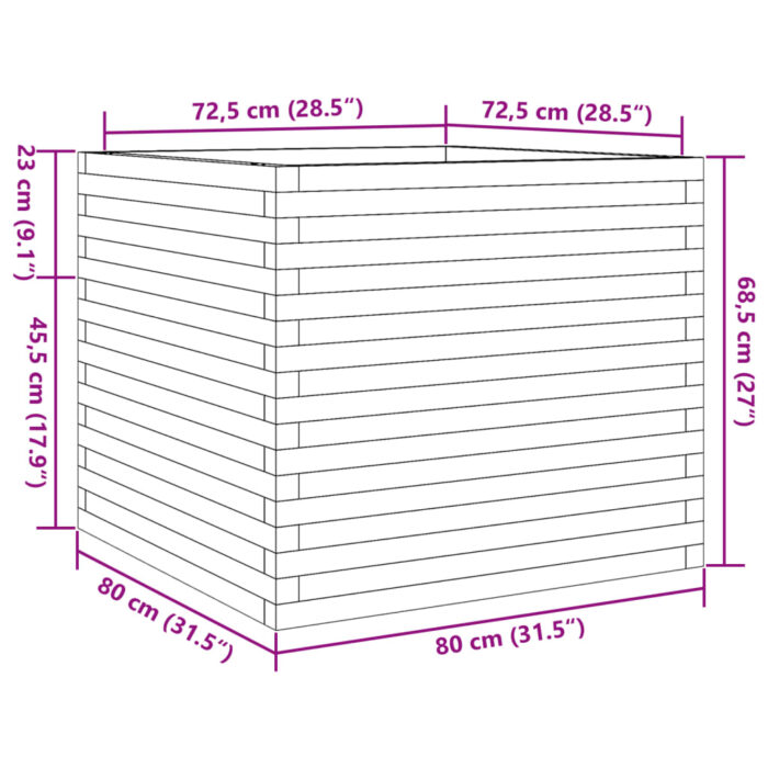 Jardinière 80x80x68,5 cm bois de pin massif – Image 8
