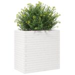 Jardinière blanc 70x40x68,5 cm bois de pin massif – Image 2