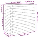 Jardinière blanc 70x40x68,5 cm bois de pin massif – Image 8
