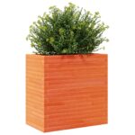 Jardinière cire marron 70x40x68,5 cm bois de pin massif – Image 2