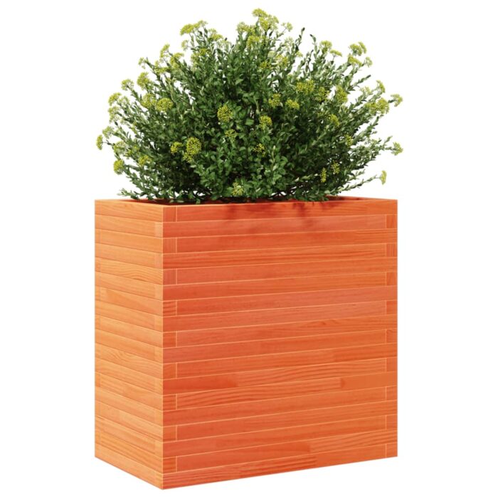 Jardinière cire marron 70x40x68,5 cm bois de pin massif – Image 2