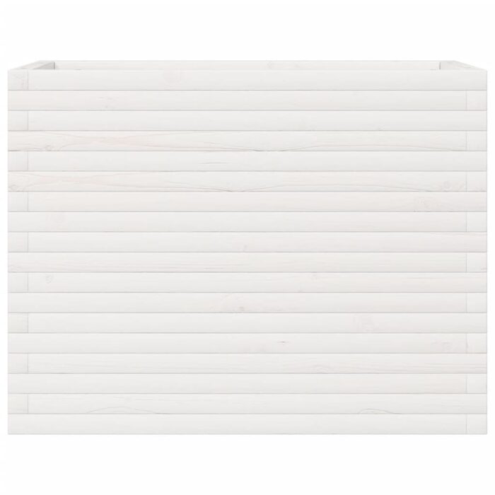 Jardinière blanc 90x40x68,5 cm bois de pin massif – Image 3