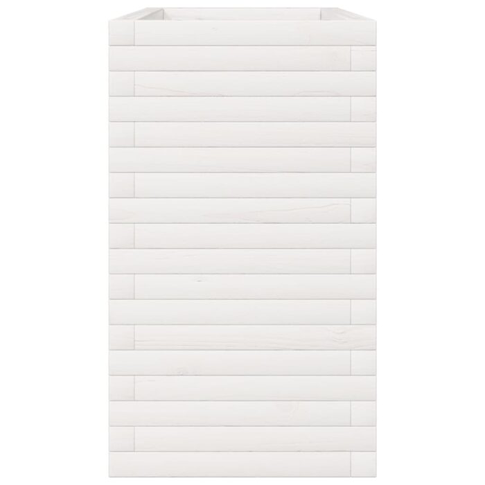 Jardinière blanc 90x40x68,5 cm bois de pin massif – Image 4