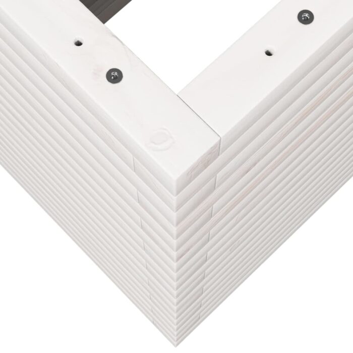 Jardinière blanc 90x40x68,5 cm bois de pin massif – Image 6