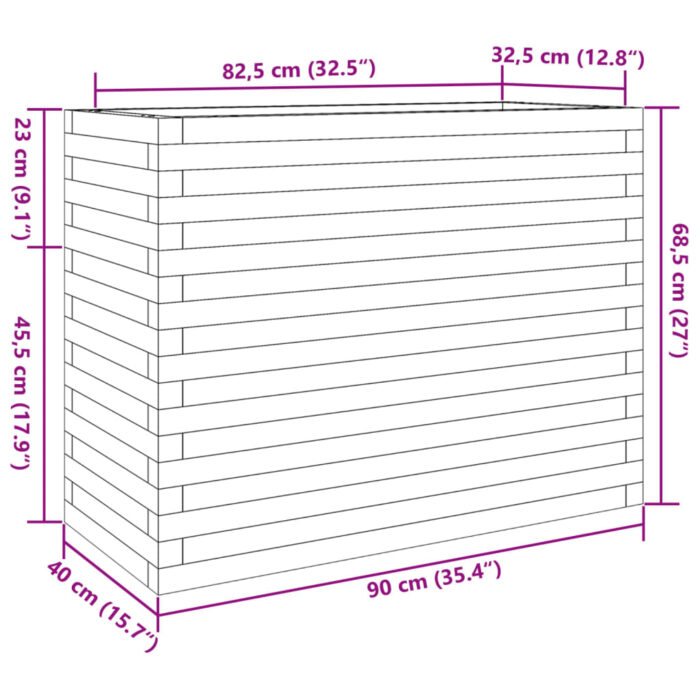 Jardinière 90x40x68,5 cm bois de pin imprégné – Image 8
