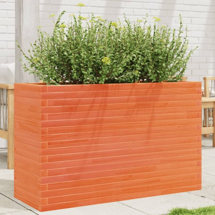 Jardinière cire marron 110x40x68,5 cm bois de pin massif – Image 1