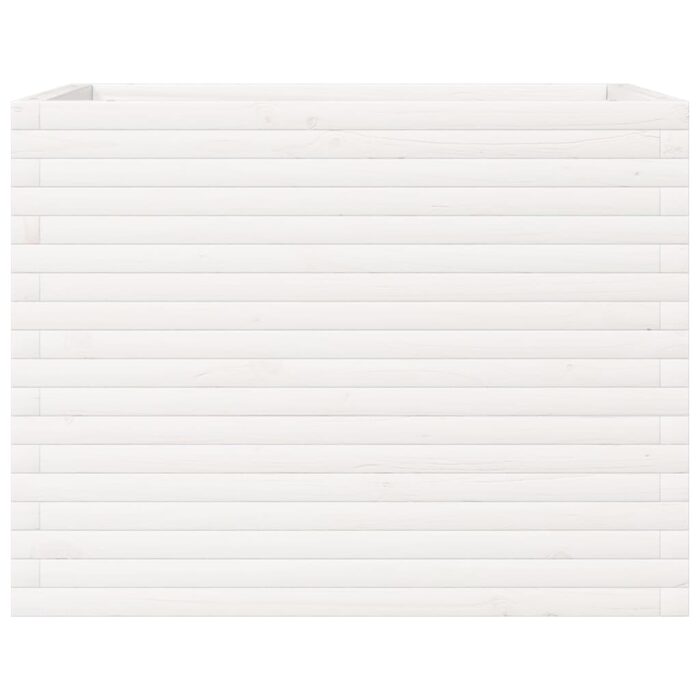 Jardinière blanc 90x60x68,5 cm bois de pin massif – Image 3