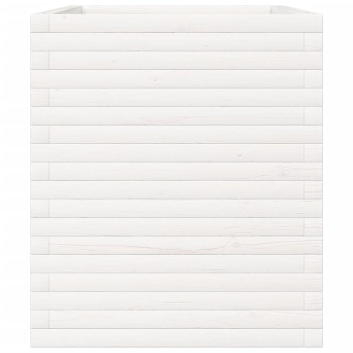 Jardinière blanc 90x60x68,5 cm bois de pin massif – Image 4