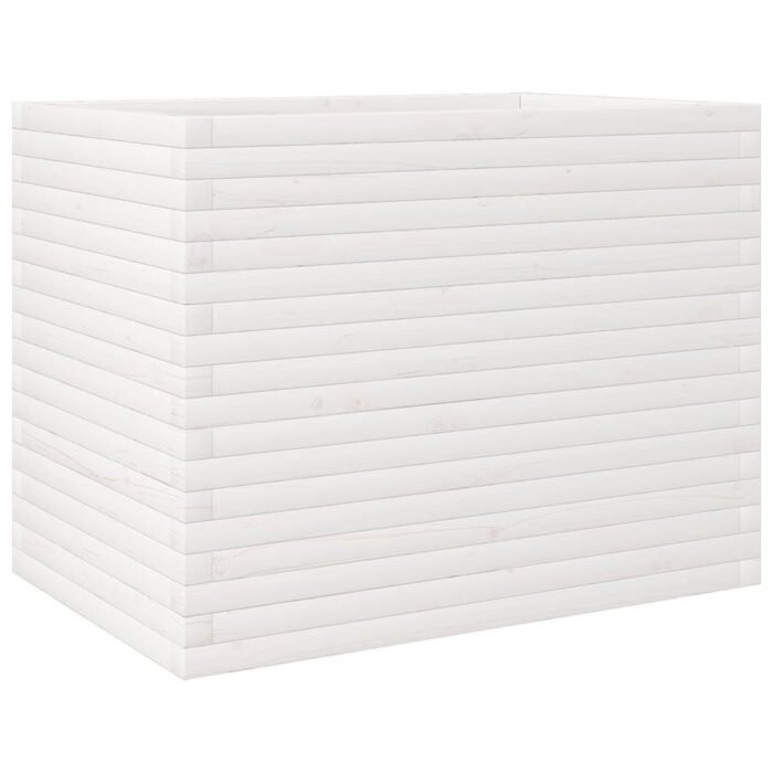 Jardinière blanc 90x60x68,5 cm bois de pin massif – Image 5