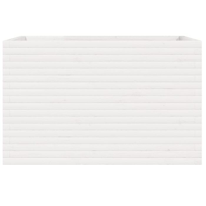 Jardinière blanc 110x60x68,5 cm bois de pin massif – Image 3