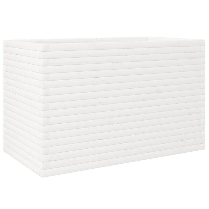 Jardinière blanc 110x60x68,5 cm bois de pin massif – Image 5