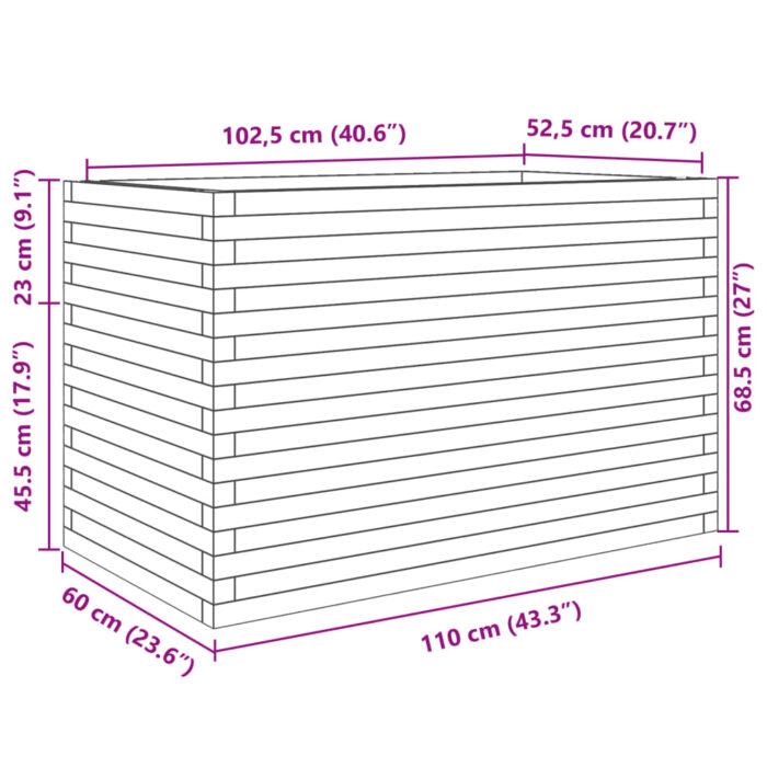 Jardinière blanc 110x60x68,5 cm bois de pin massif – Image 8