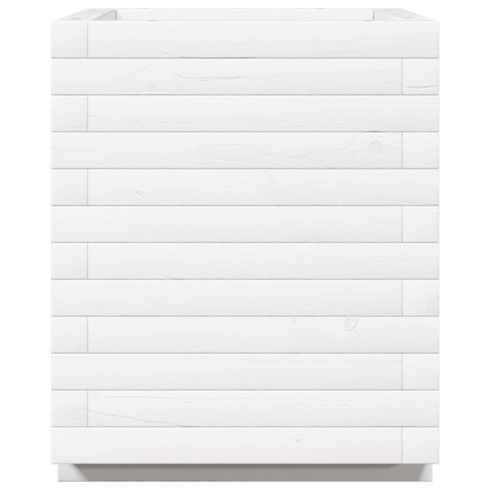 Jardinière blanc 40x40x49,5 cm bois de pin massif – Image 4