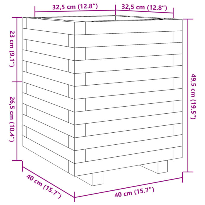 Jardinière cire marron 40x40x49,5 cm bois de pin massif – Image 8