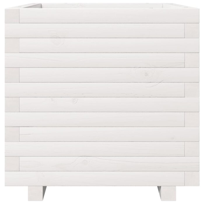 Jardinière blanc 50x50x49,5 cm bois de pin massif – Image 3