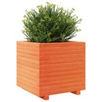 Jardinière cire marron 50x50x49,5 cm bois de pin massif – Image 2