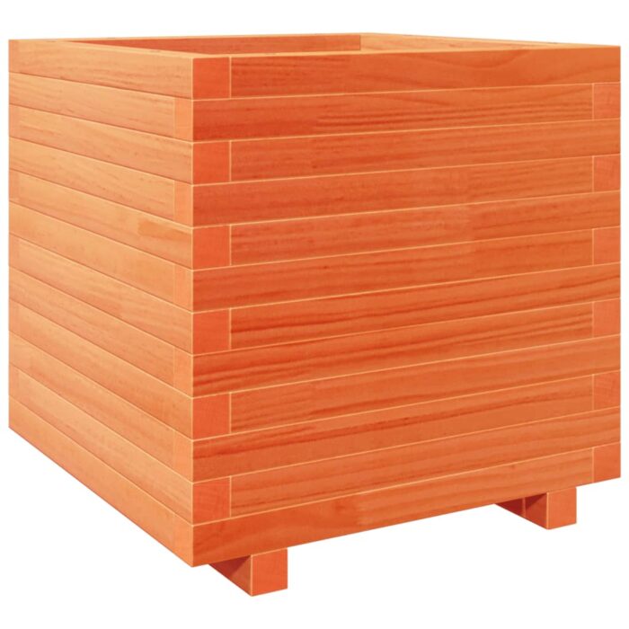 Jardinière cire marron 50x50x49,5 cm bois de pin massif – Image 5