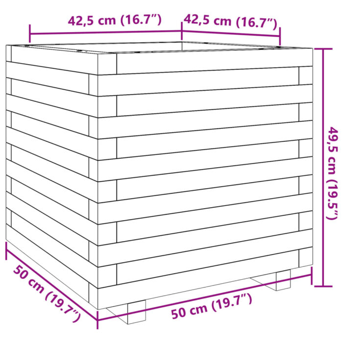 Jardinière 50x50x49,5 cm bois de pin imprégné – Image 8