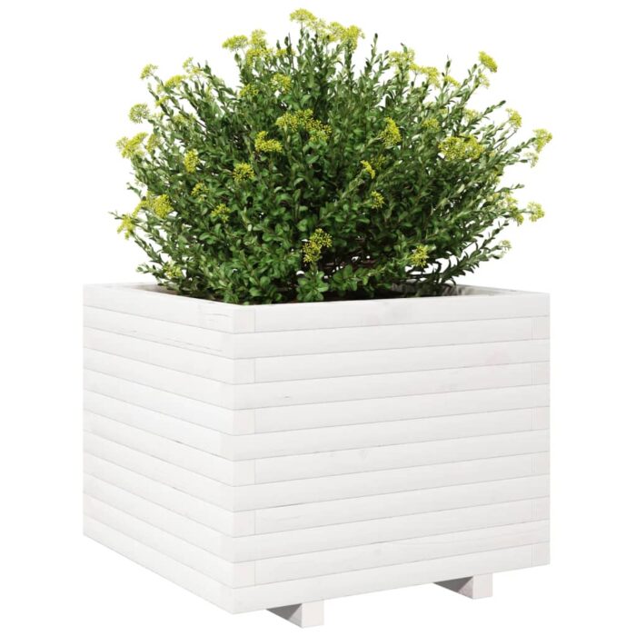 Jardinière blanc 60x60x49,5 cm bois de pin massif – Image 2