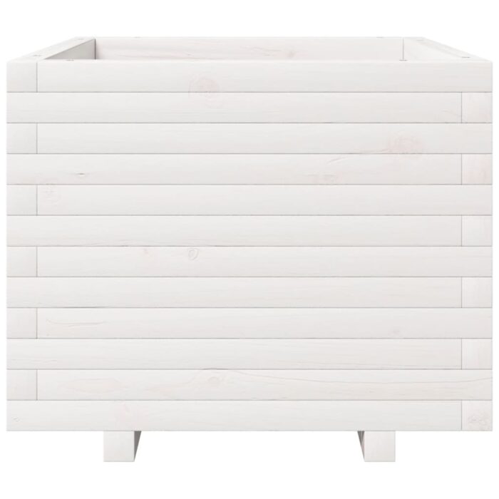 Jardinière blanc 60x60x49,5 cm bois de pin massif – Image 3