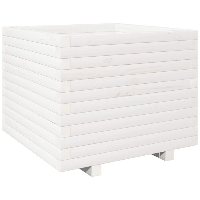 Jardinière blanc 60x60x49,5 cm bois de pin massif – Image 5