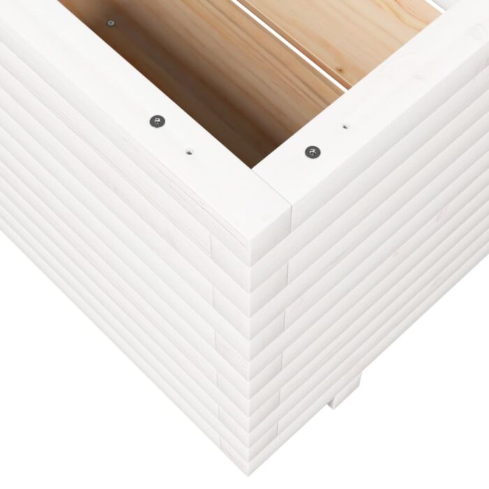 Jardinière blanc 60x60x49,5 cm bois de pin massif – Image 6